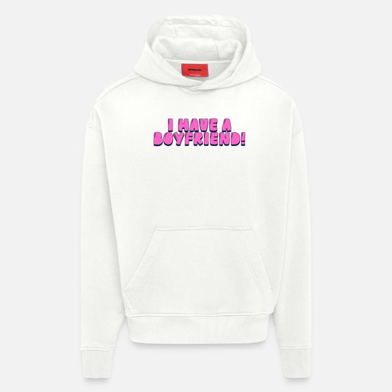 J’ai un copain ! - Sweat à capuche bio épais oversize fabriqué en UE - OFF WHITE