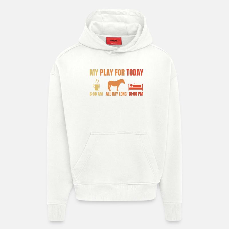 Chevaux de café endormis - Sweat à capuche bio épais oversize fabriqué en UE - OFF WHITE