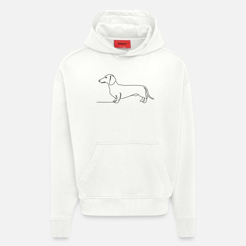 Art d’une ligne teckel teckel - Sweat à capuche bio épais oversize fabriqué en UE - OFF WHITE
