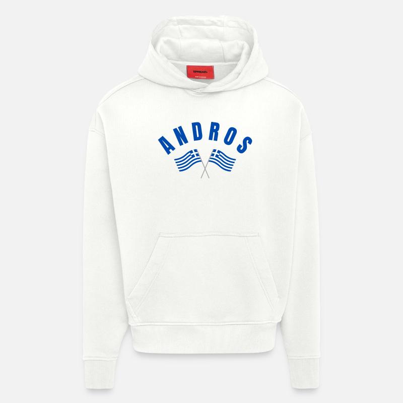 Andros a traversé les drapeaux grecs - Sweat à capuche bio épais oversize fabriqué en UE - OFF WHITE