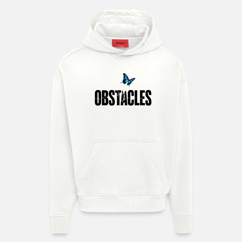 OBSTACLES – Briser les obstacles - Sweat à capuche bio épais oversize fabriqué en UE - OFF WHITE