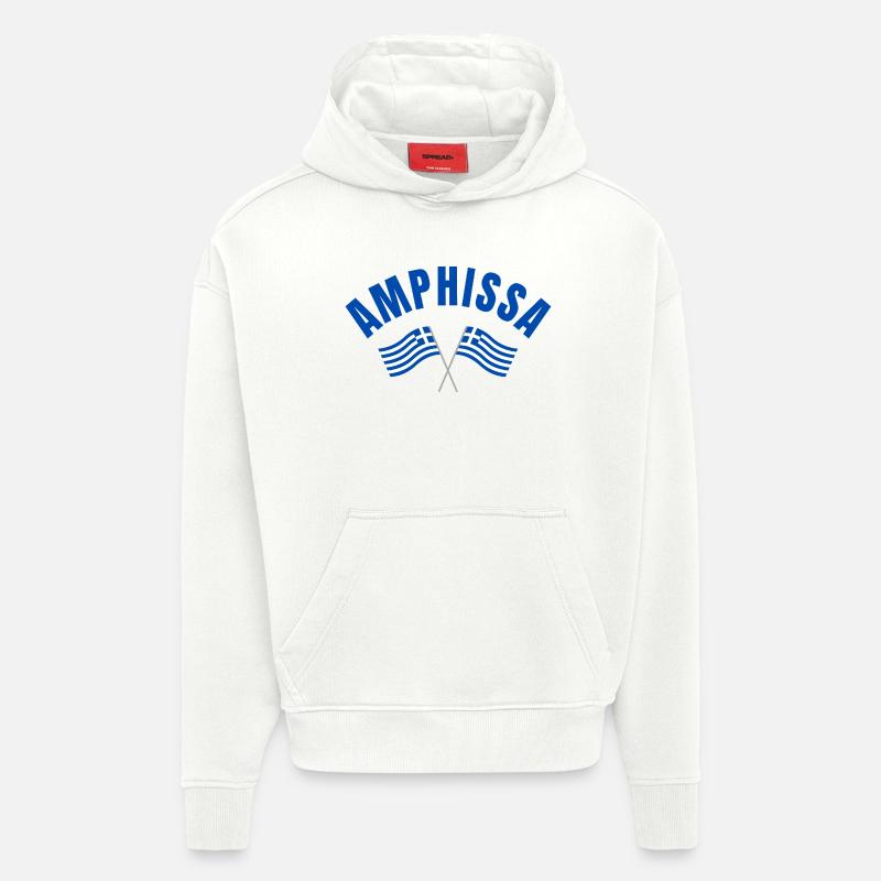 Amphissa Drapeaux grecs - Sweat à capuche bio épais oversize fabriqué en UE - OFF WHITE