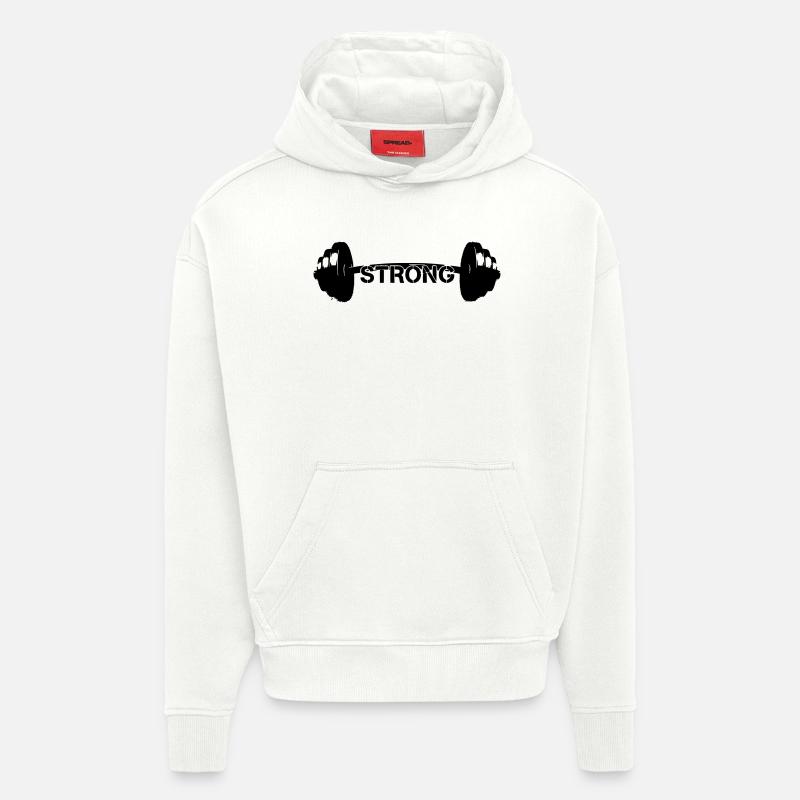 Hantel Strong Gewichte Gym - Hoodie- made by SPREAD - OFF WHITE