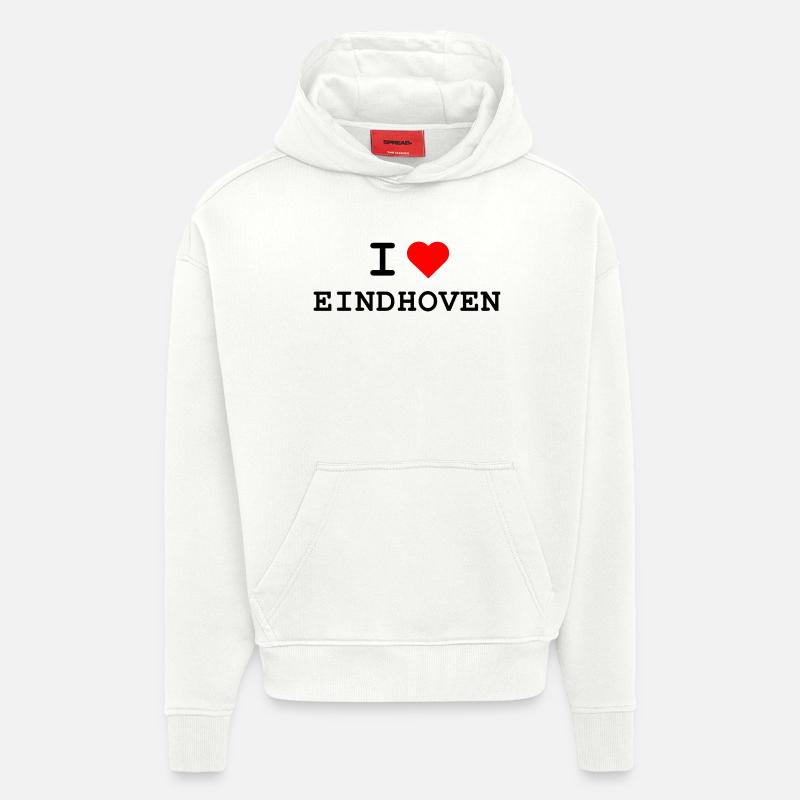 Ich liebe Eindhoven - J’aime Eindhoven - Sweat à capuche bio épais oversize fabriqué en UE - OFF WHITE