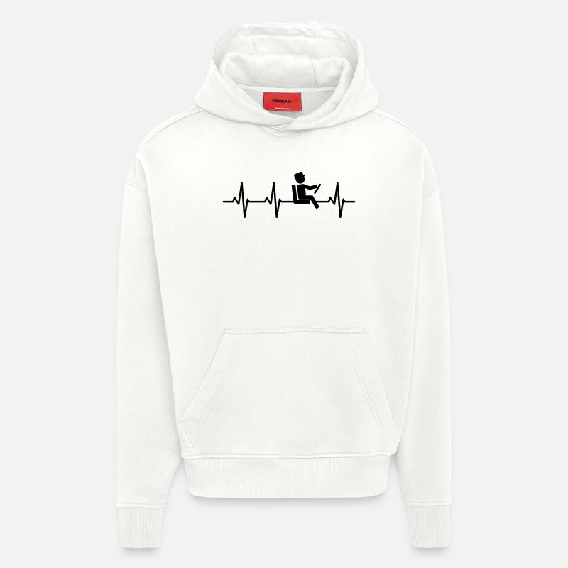 Palpitations cardiaques du chauffeur de bus - Sweat à capuche bio épais oversize fabriqué en UE - OFF WHITE