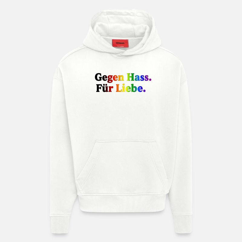 Against hate, for love – rainbow - Hoodie- made by SPREAD - OFF WHITE