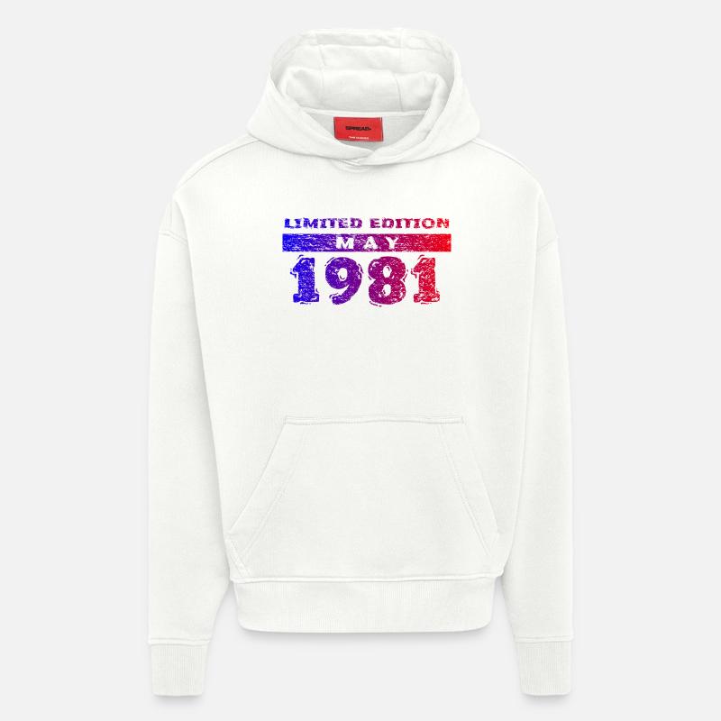 45e anniversaire Édition limitée 05/1981 - Sweat à capuche bio épais oversize fabriqué en UE - OFF WHITE