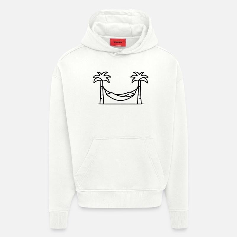 Plan des vacances des palmiers Hammock - Sweat à capuche bio épais oversize fabriqué en UE - OFF WHITE