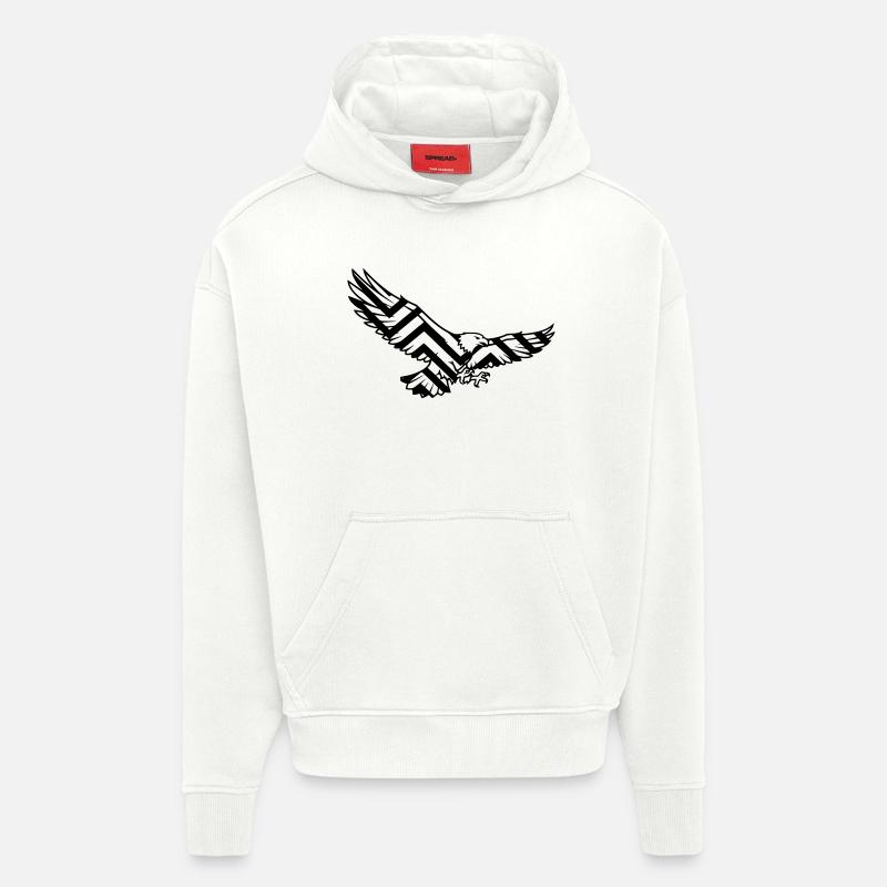 Logo polygonal géométrique Eagle - Sweat à capuche bio épais oversize fabriqué en UE - OFF WHITE