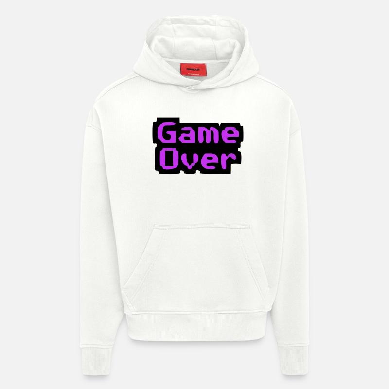 Game Over Pixel Retro - Sweat à capuche bio épais oversize fabriqué en UE - OFF WHITE