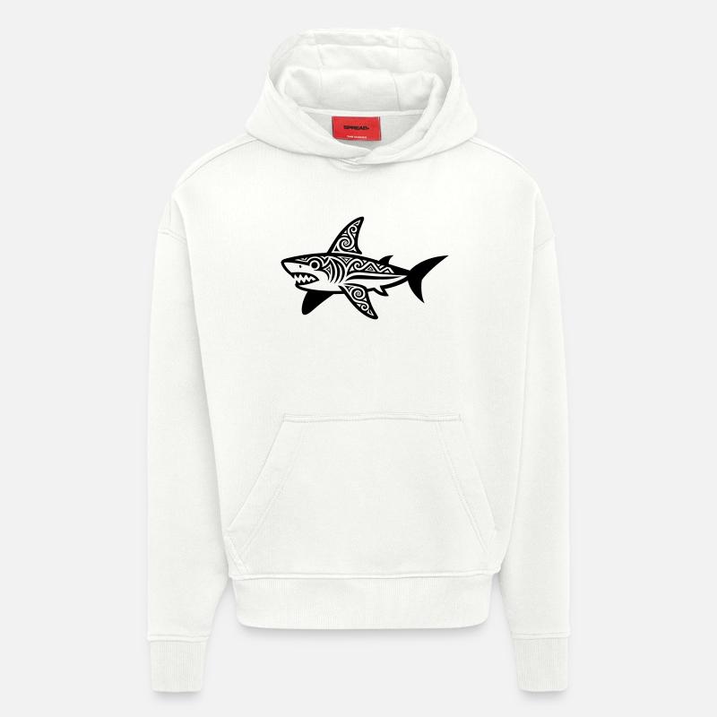 Requin maori - Sweat à capuche bio épais oversize fabriqué en UE - OFF WHITE