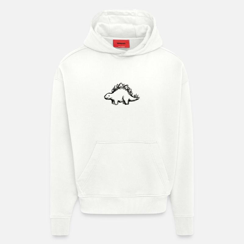 Stégosaure amical - Sweat à capuche bio épais oversize fabriqué en UE - OFF WHITE