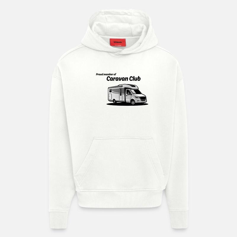 Silhouette graphique caravane - Sweat à capuche bio épais oversize fabriqué en UE - OFF WHITE