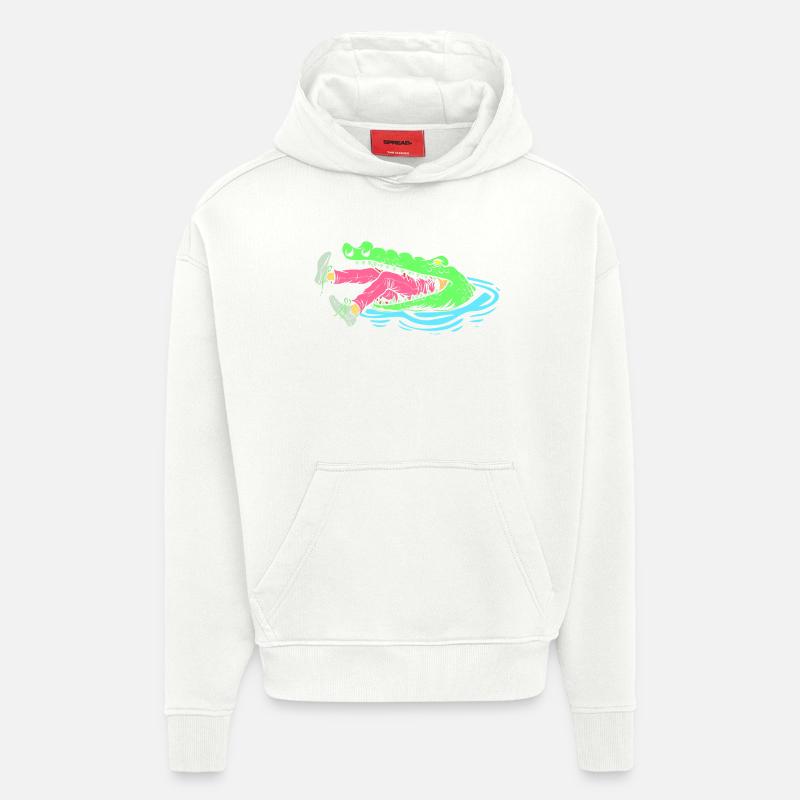 Chasse au crocodile Chasse Chasse - Sweat à capuche bio épais oversize fabriqué en UE - OFF WHITE