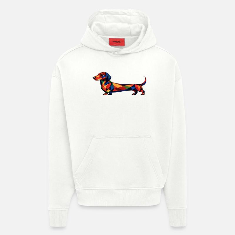 Teckel géométrique - Sweat à capuche bio épais oversize fabriqué en UE - OFF WHITE
