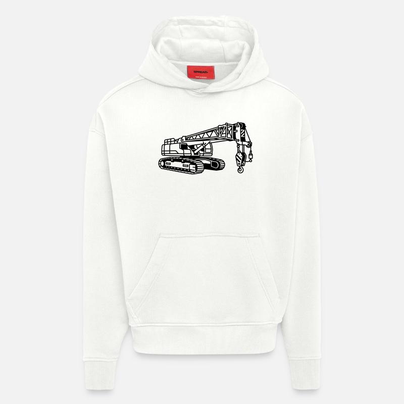Machine à grue - Sweat à capuche bio épais oversize fabriqué en UE - OFF WHITE