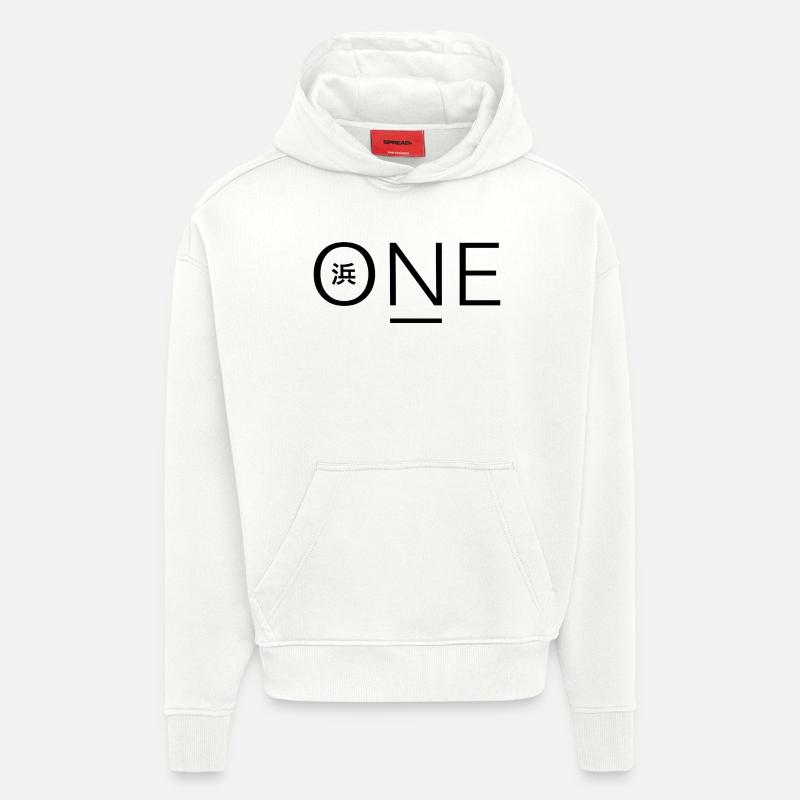 ONE logo - Sweat à capuche bio épais oversize fabriqué en UE - OFF WHITE