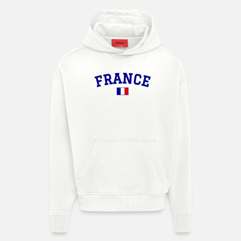 Drapeau français Bleu - Sweat à capuche bio épais oversize fabriqué en UE - OFF WHITE