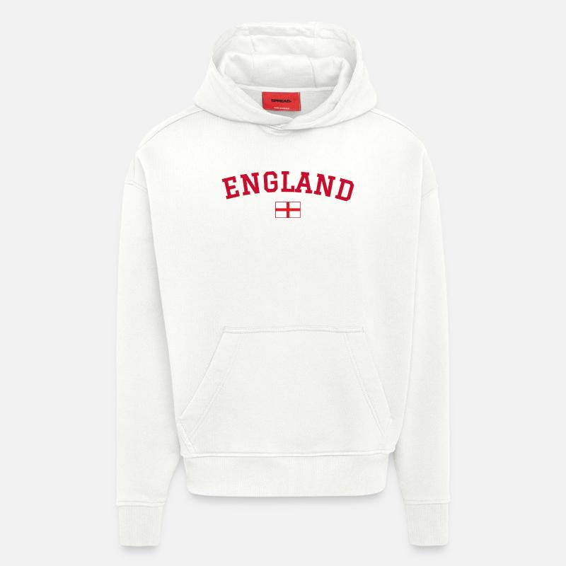 Drapeau anglais : dessin rouge - Sweat à capuche bio épais oversize fabriqué en UE - OFF WHITE