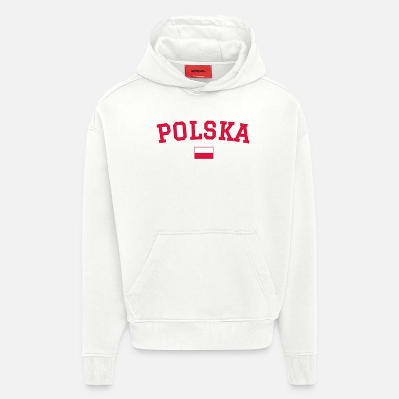 Drapeau polonais : Rouge - Sweat à capuche bio épais oversize fabriqué en UE - OFF WHITE