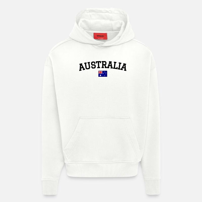 Drapeau australien Noir - Sweat à capuche bio épais oversize fabriqué en UE - OFF WHITE