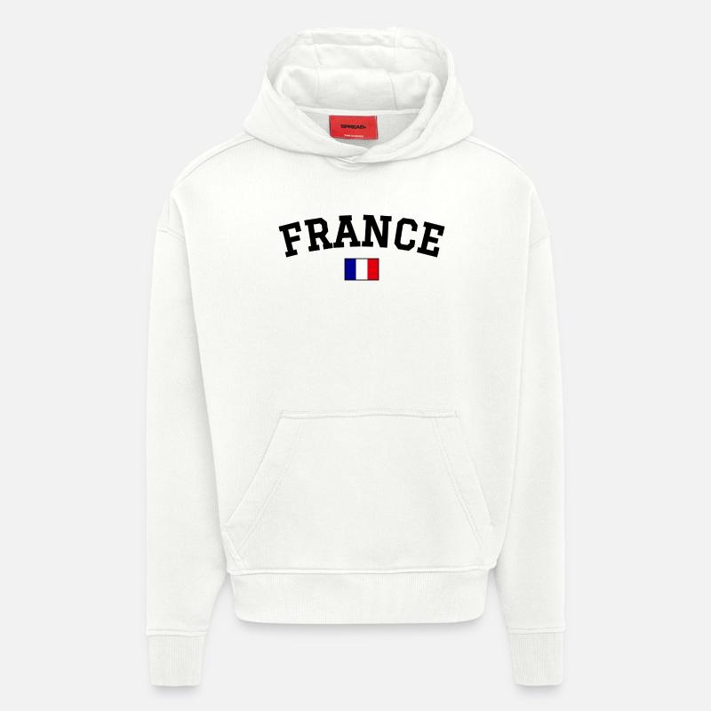 Drapeau français Noir - Sweat à capuche bio épais oversize fabriqué en UE - OFF WHITE