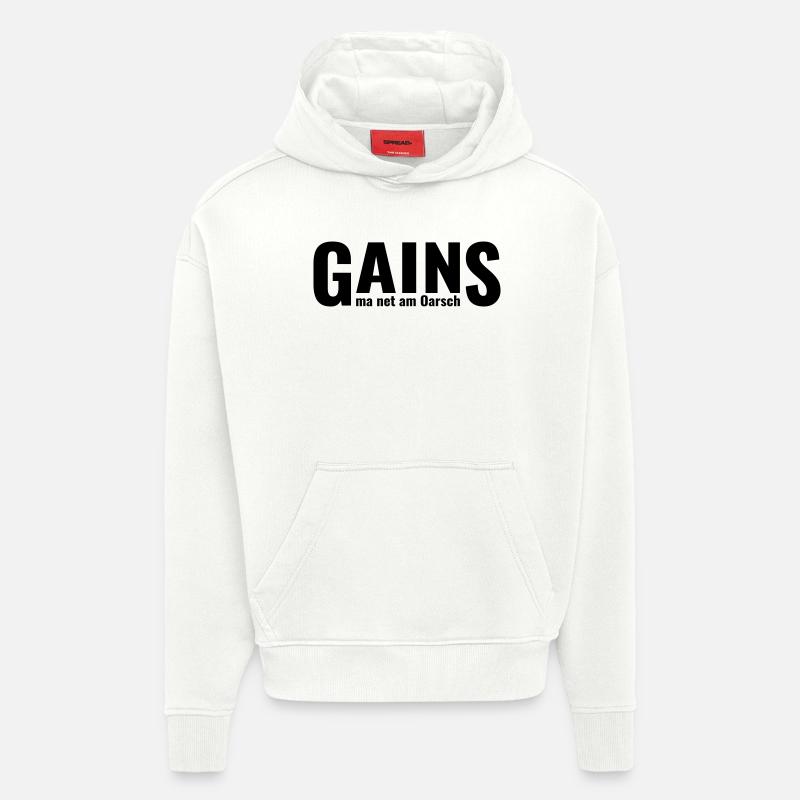 GAINS ma net am Oarsch - Hoodie- made by SPREAD - OFF WHITE