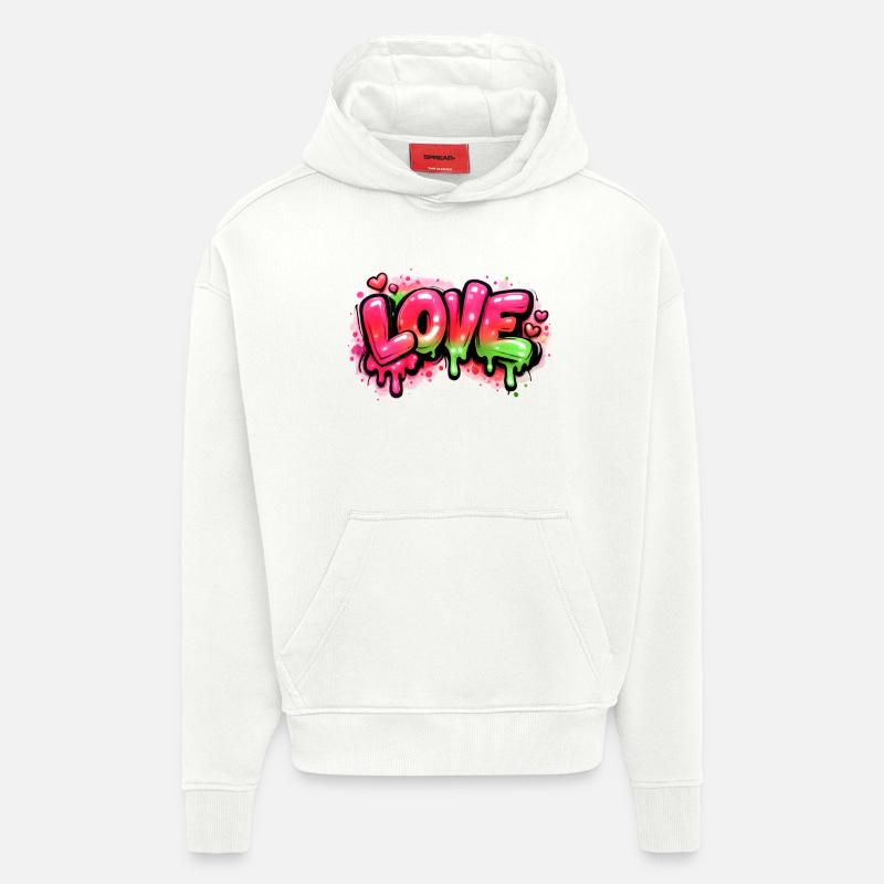 Amour - Sweat à capuche bio épais oversize fabriqué en UE - OFF WHITE