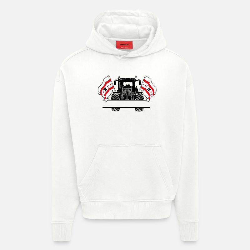 Drenthe_Tractor_Custom_Edition - Sweat à capuche bio épais oversize fabriqué en UE - OFF WHITE