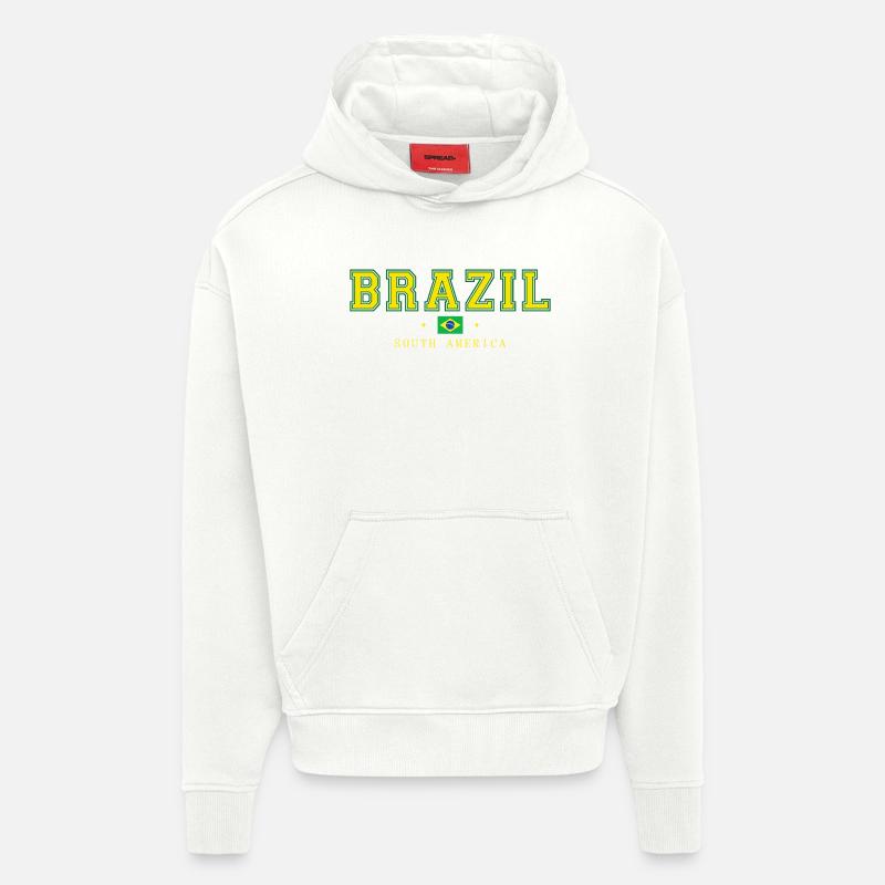 Brésil - Sweat à capuche bio épais oversize fabriqué en UE - OFF WHITE