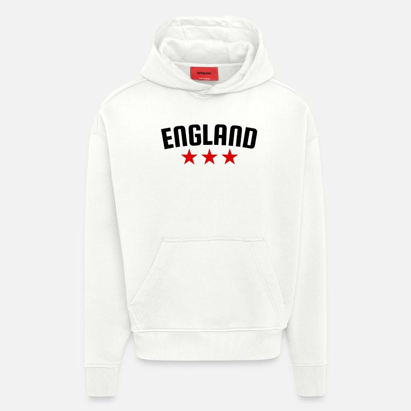 Angleterre 3 étoiles Design - Sweat à capuche bio épais oversize fabriqué en UE - OFF WHITE