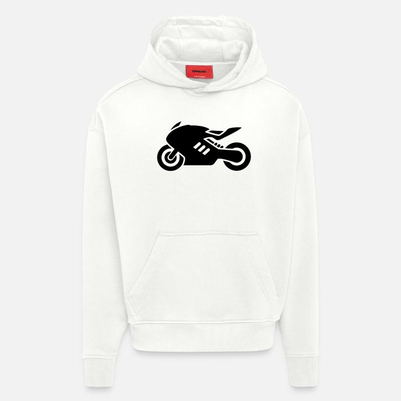 motocyclette - Sweat à capuche bio épais oversize fabriqué en UE - OFF WHITE