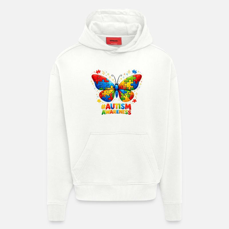 Autismus-Schmetterlings-Farbpuzzle-Geschenk - Hoodie- made by SPREAD  - OFF WHITE