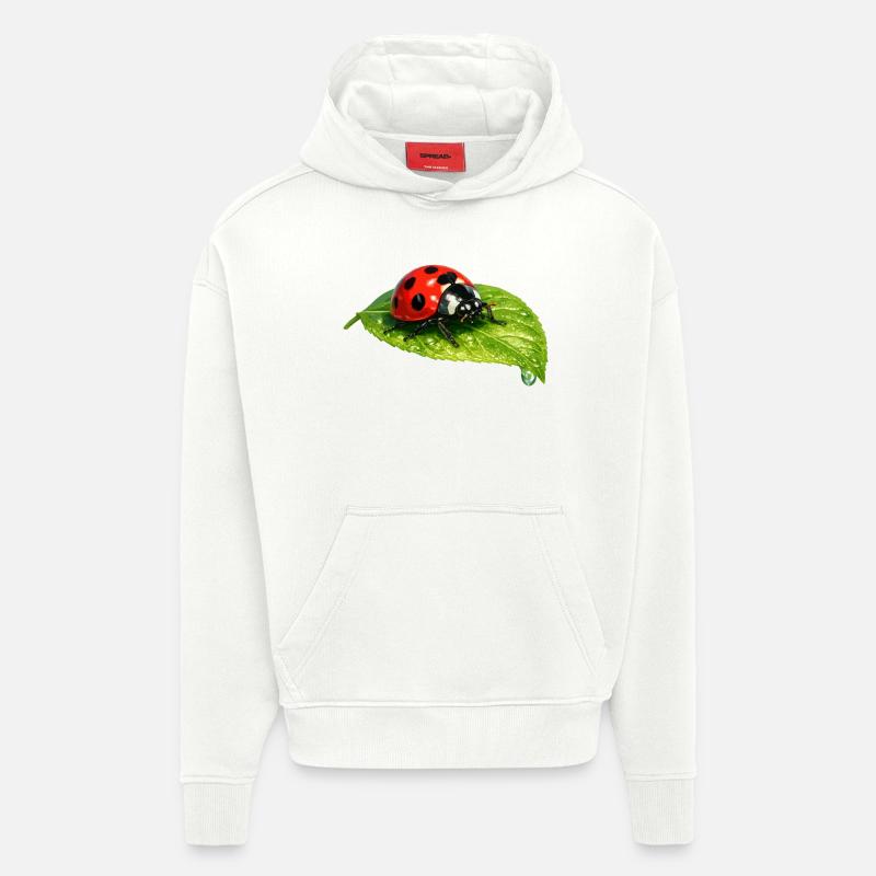 Marienkäfer auf Blatt - Hoodie- made by SPREAD  - OFF WHITE
