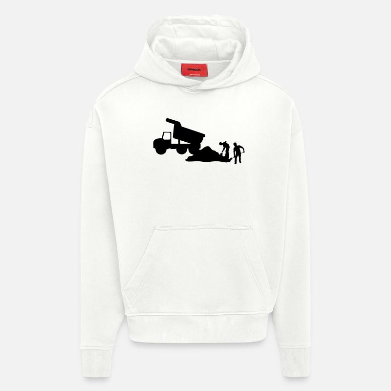 Équipe de construction – Équipe d’excavation - Sweat à capuche bio épais oversize fabriqué en UE - OFF WHITE