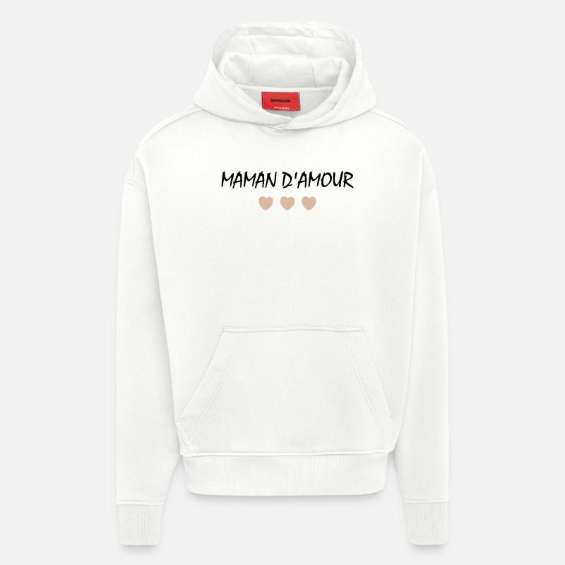 Maman d'amour - Sweat à capuche bio épais oversize fabriqué en UE - OFF WHITE