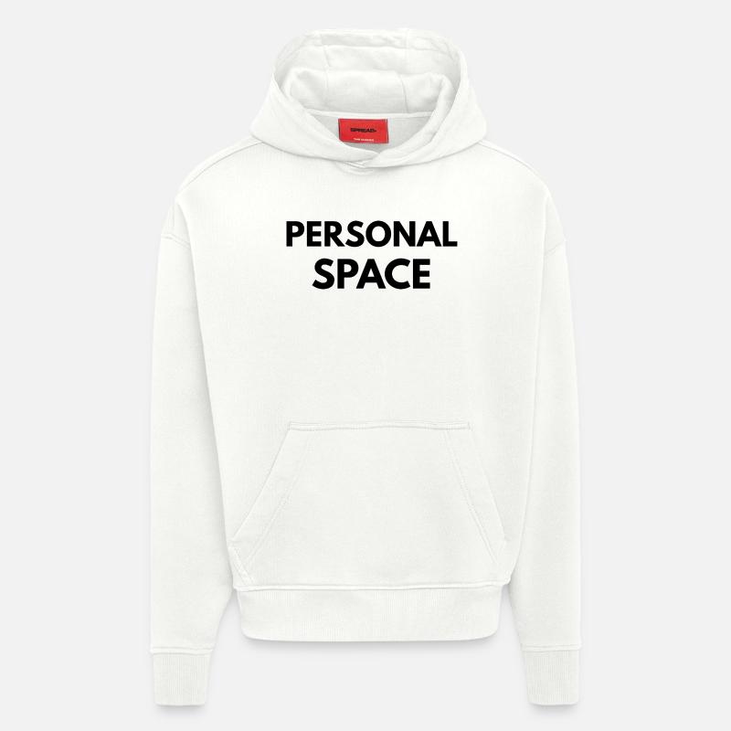 Personal Space Minimal Quote Design - Sweat à capuche bio épais oversize fabriqué en UE - OFF WHITE