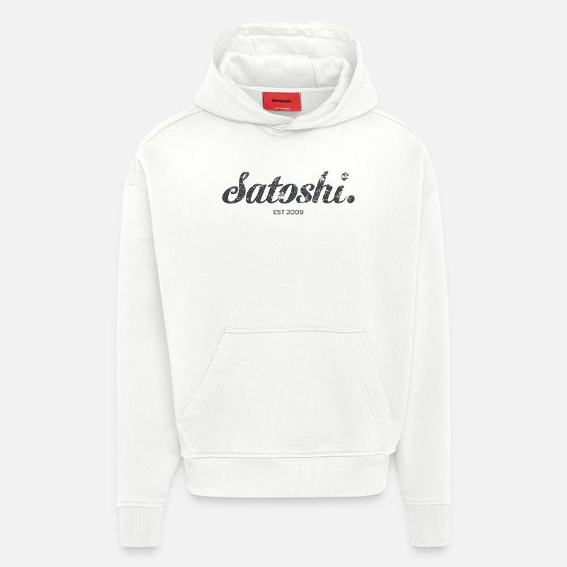 Satoshi Nakamoto Bitcoin Crypto Inventeur - Sweat à capuche bio épais oversize fabriqué en UE - OFF WHITE