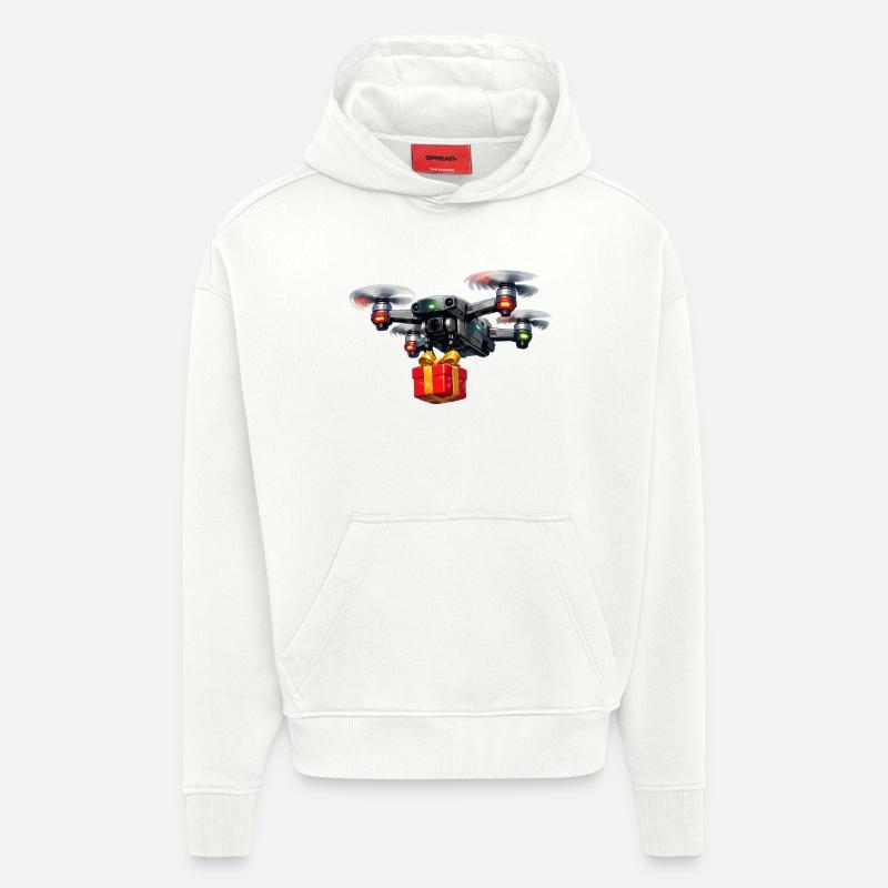 Drone avec don - Sweat à capuche bio épais oversize fabriqué en UE - OFF WHITE