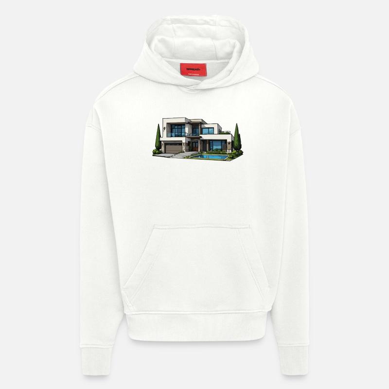Moderne Villa mit Pool - Hoodie- made by SPREAD - OFF WHITE