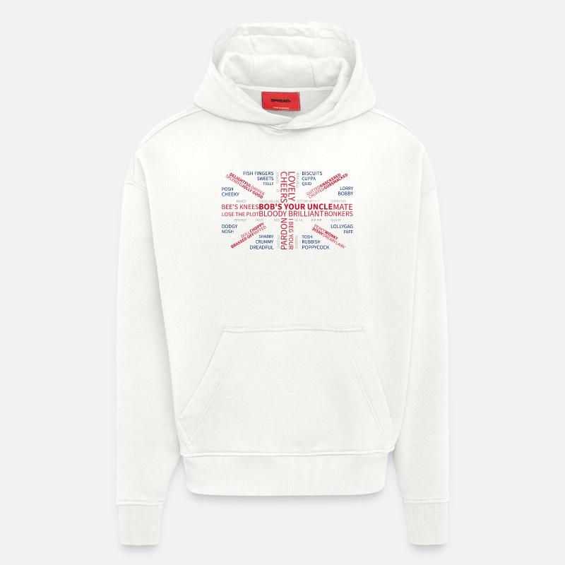 UBERBRITISH - Sweat à capuche bio épais oversize fabriqué en UE - OFF WHITE