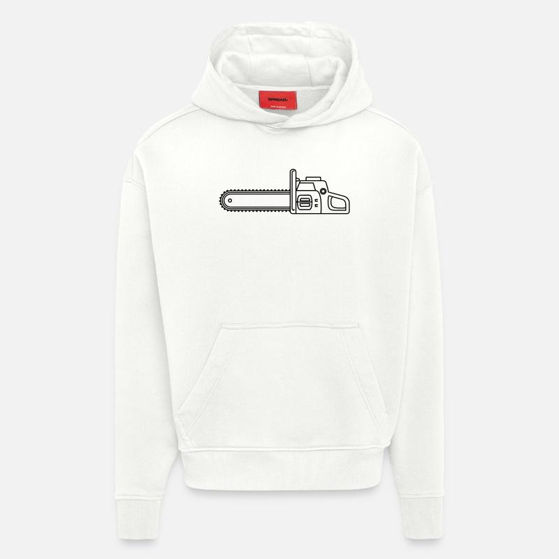 tronçonneuse - Sweat à capuche bio épais oversize fabriqué en UE - OFF WHITE