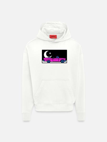 Retro 80s Convertible Graphic - Hoodie- made by SPREAD  - OFF WHITE