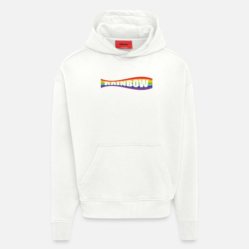 Variation du drapeau arc-en-ciel - Sweat à capuche bio épais oversize fabriqué en UE - OFF WHITE