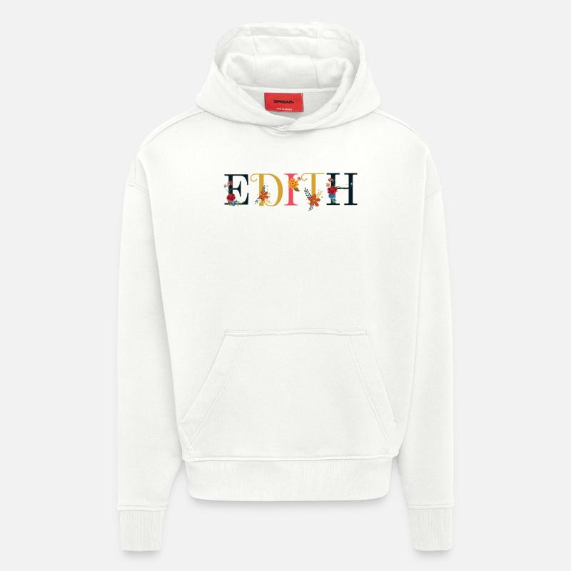 EDITH Name mit Blumen geschmückt - Hoodie- made by SPREAD - OFF WHITE
