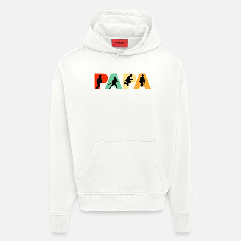 Papa Pompier, Pompier Rétro, Héros Papa - Sweat à capuche bio épais oversize fabriqué en UE - OFF WHITE