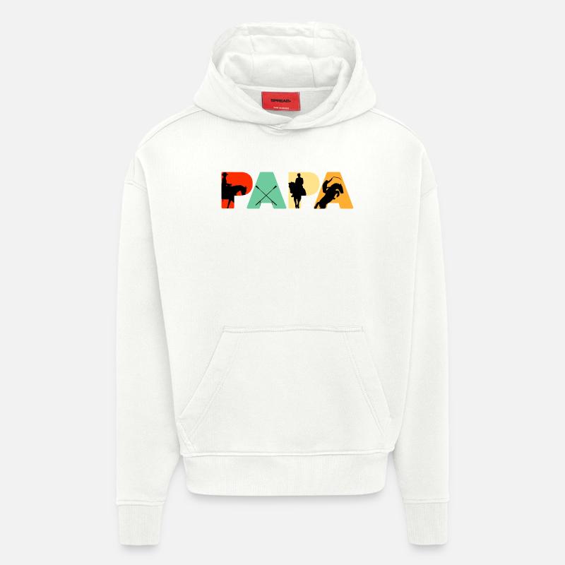 Cavalier Papa Art équestre de silhouettes - Sweat à capuche bio épais oversize fabriqué en UE - OFF WHITE