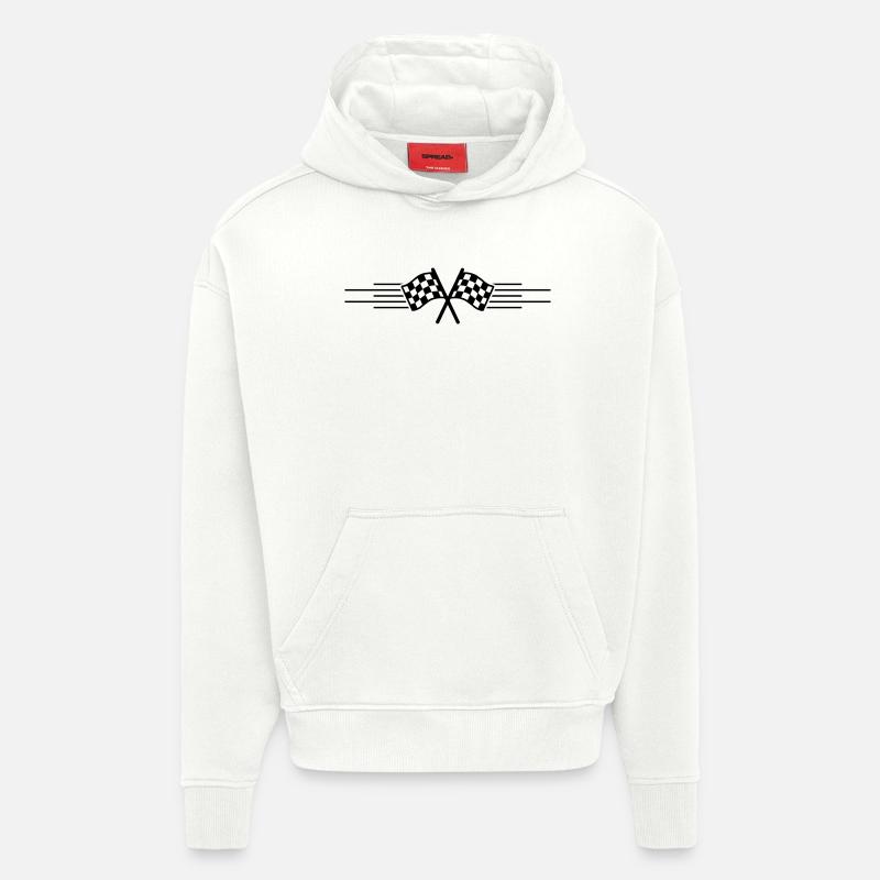Course de drapeaux de course - Sweat à capuche bio épais oversize fabriqué en UE - OFF WHITE