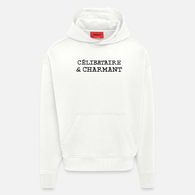 Célibataire et Charmant  - Sweat à capuche bio épais oversize fabriqué en UE - OFF WHITE
