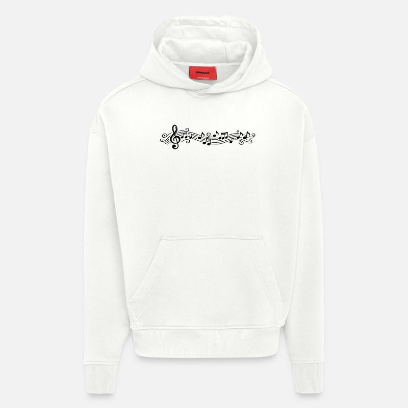 Notes musicales Clés de mélodie - Sweat à capuche bio épais oversize fabriqué en UE - OFF WHITE